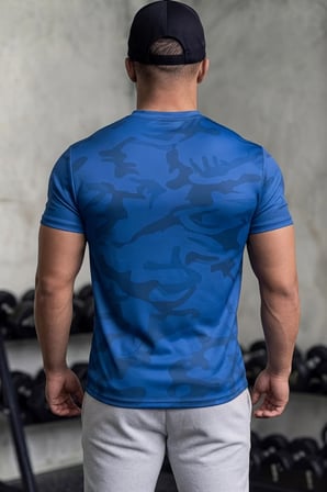 Erkek Nem Emici Hızlı Kuruma Atletik Teknik Kamuflaj Desenli Spor T-shirt