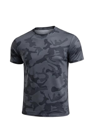 Erkek Nem Emici Hızlı Kuruma Atletik Teknik Kamuflaj Desenli Spor T-shirt