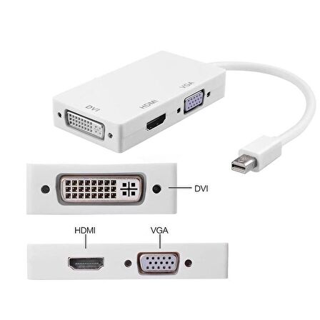 Mini Displayport Hdmi Vga Dvi Çevirici Dönüştürücü Adaptör Thunderbolt Display Port Kabl