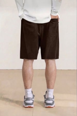 Erkek Fitilli Kadife Oversize Şort Rahat Kalıp
