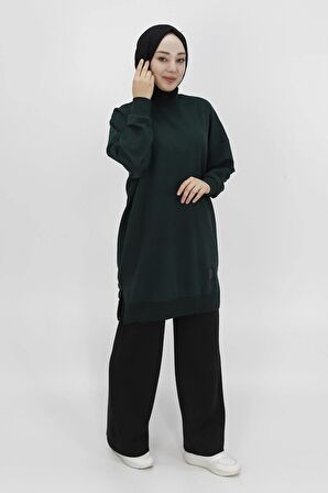 Puane İki İp Kumaş Basic Tunik Sweatshirt