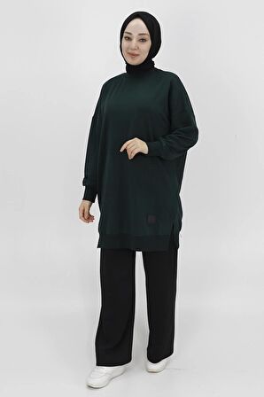 Puane İki İp Kumaş Basic Tunik Sweatshirt