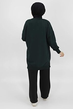 Puane İki İp Kumaş Basic Tunik Sweatshirt