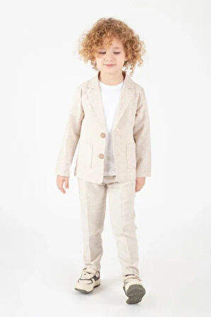 Erkek Çocuk Spor Keten Takım Elbise