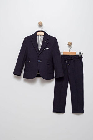 Erkek Çocuk Lacivert Spor Takım Elbise Ceket Pantolon Takım