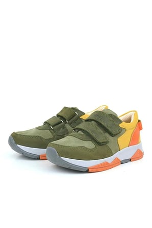 OrtopedikAL 3880 Rakerplus Hakiki Deri Haki Turuncu Sarı Çocuk Sneakers Spor Ayakkabı Cırtlı