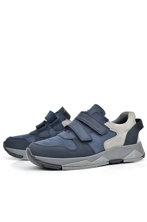OrtopedikAL 3880 Rakerplus Hakiki Deri Koyu Lacivert Gri Çocuk Sneakers Spor Ayakkabı Cırtlı