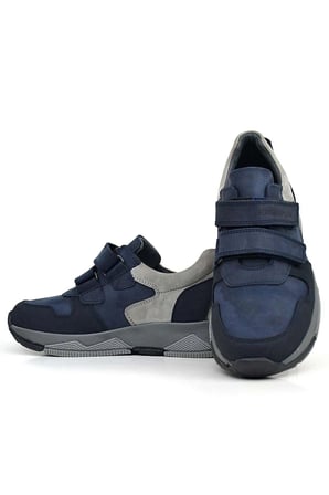 OrtopedikAL 3880 Rakerplus Hakiki Deri Koyu Lacivert Gri Çocuk Sneakers Spor Ayakkabı Cırtlı
