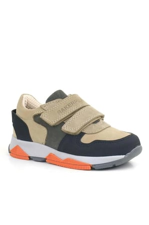 OrtopedikAL 3880 Rakerplus Hakiki Deri Kum Gri Siyah Çocuk Sneakers Spor Ayakkabı Cırtlı