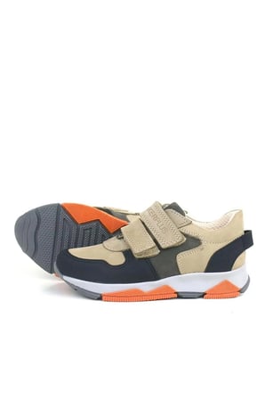 OrtopedikAL 3880 Rakerplus Hakiki Deri Kum Gri Siyah Çocuk Sneakers Spor Ayakkabı Cırtlı