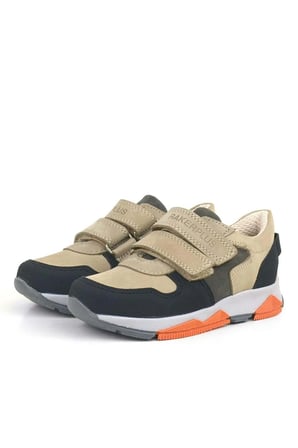 OrtopedikAL 3880 Rakerplus Hakiki Deri Kum Gri Siyah Çocuk Sneakers Spor Ayakkabı Cırtlı