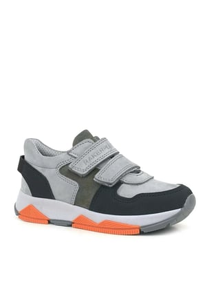 OrtopedikAL 3880 Rakerplus Hakiki Deri Gri Siyah Çocuk Sneakers Spor Ayakkabı Cırtlı