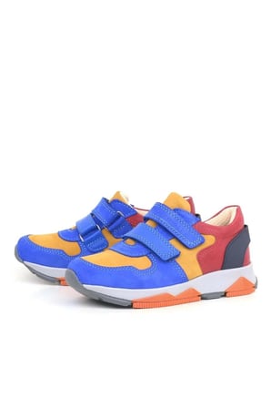 OrtopedikAL 3880 Rakerplus Hakiki Deri Saks mavi-Çok Renkli Çocuk Sneakers Spor Ayakkabı Cırtlı