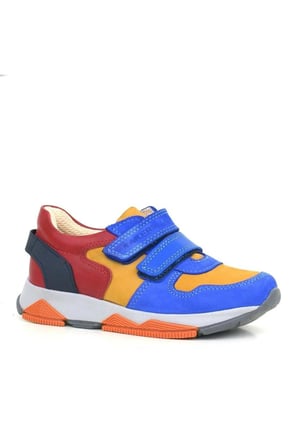 OrtopedikAL 3880 Rakerplus Hakiki Deri Saks mavi-Çok Renkli Çocuk Sneakers Spor Ayakkabı Cırtlı