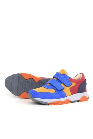 OrtopedikAL 3880 Rakerplus Hakiki Deri Saks mavi-Çok Renkli Çocuk Sneakers Spor Ayakkabı Cırtlı