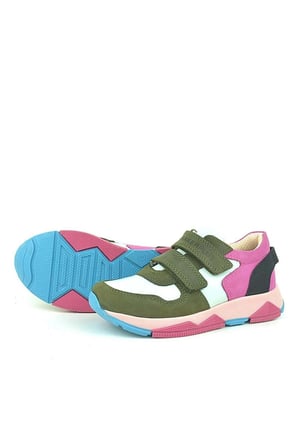 OrtopedikAL 3880 Rakerplus Hakiki Deri Yeşil Beyaz Pembe Çocuk Sneakers Spor Ayakkabı Cırtlı