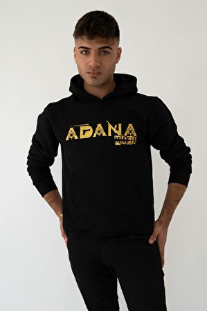 ADANA MAFIA Kapşonlu Siyah Unisex Sweatshirt Hoodie Polar - MİDUM