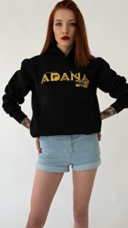 ADANA MAFIA Kapşonlu Siyah Unisex Sweatshirt Hoodie Polar - MİDUM