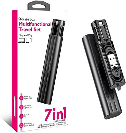 7 in 1 Çok İşlevli USB C adaptör seti Type-C, Usb, Micro Light-ning Port, Seyahat için