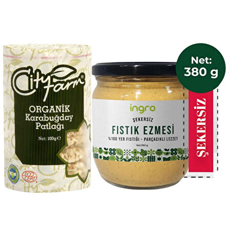 Patlak Fıstık Seti (Organik Karabuğday Patlağı + Glutensiz Fıstık Ezmesi Parçacıklı Lezzet)