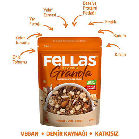 Protein Granola - Karışık Kuruyemiş & Kakao 270g