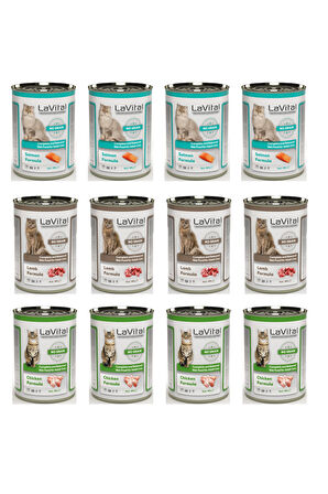 LaVital Tahılsız 3 Çeşit Karma Kedi Konservesi 400 Gr. X 12 Adet