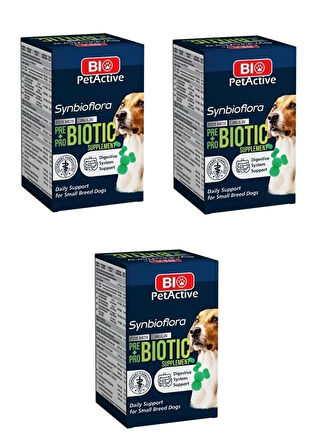 Bio PetActive Synbioflora Mini Irk Köpek Probiotic Sindirim Destekleyen 60 Tablet 30 Gr. X 3 Adet