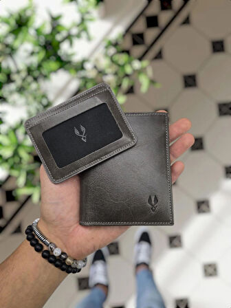 VİSSO 155 Siyah HAKİKİ DERİ İSME ÖZEL YAVRU GEÇME KARTLIKLI KADIN ERKEK CÜZDAN Çanta Erkek Kadın Gri Crayz