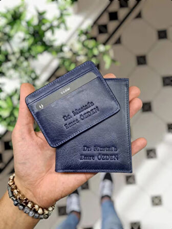 VİSSO 155 Lacivert  Renk HAKİKİ DERİ İSME ÖZEL YAVRU GEÇME KARTLIKLI KADIN ERKEK CÜZDAN Çanta Erkek Kadın   Laci Kurtuba