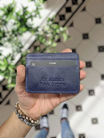 VİSSO 155 Lacivert  Renk HAKİKİ DERİ İSME ÖZEL YAVRU GEÇME KARTLIKLI KADIN ERKEK CÜZDAN Çanta Erkek Kadın   Laci Kurtuba