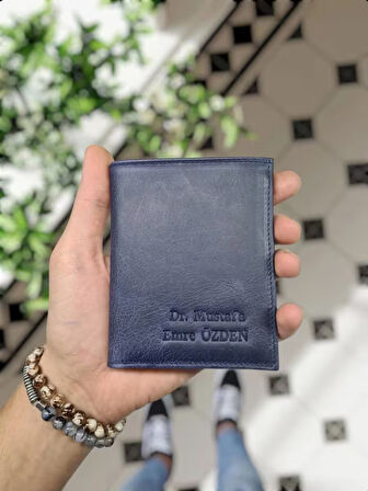 VİSSO 155 Lacivert  Renk HAKİKİ DERİ İSME ÖZEL YAVRU GEÇME KARTLIKLI KADIN ERKEK CÜZDAN Çanta Erkek Kadın   Laci Kurtuba