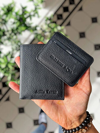 VİSSO 155 Siyah HAKİKİ DERİ İSME ÖZEL YAVRU GEÇME KARTLIKLI KADIN ERKEK CÜZDAN Çanta Erkek Kadın  Siyah Gutty