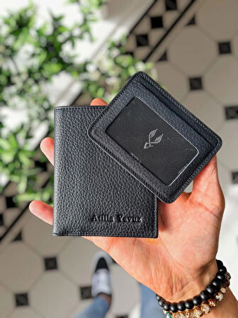 VİSSO 155 Siyah HAKİKİ DERİ İSME ÖZEL YAVRU GEÇME KARTLIKLI KADIN ERKEK CÜZDAN Çanta Erkek Kadın  Siyah Gutty