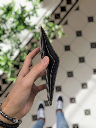 VİSSO 155 Siyah HAKİKİ DERİ İSME ÖZEL YAVRU GEÇME KARTLIKLI KADIN ERKEK CÜZDAN Çanta Erkek Kadın  Siyah Gutty