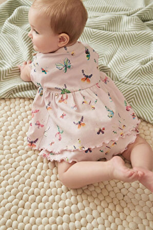 Next Baby % 100 Pamuklu Lilac Purple Butterfly Kısa Kollu Alt Üst Takım