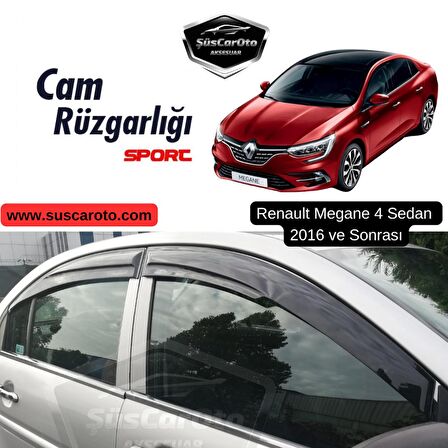 Renault Megane 4 Sedan 2016 ve Sonrası Uyumlu Mugen Cam Rüzgarlığı Seti Piano Black 4'lü İthal