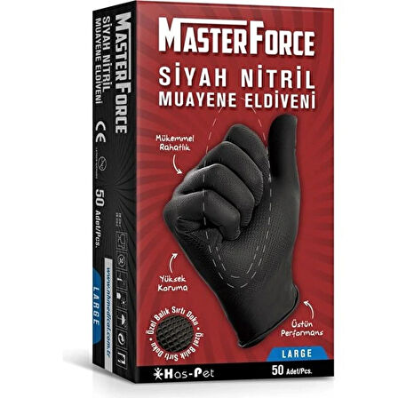 Masterforce Master Force Balık Sırtı Nitril Eldiven 50'li Paket 