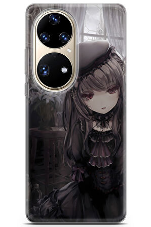 Huawei P50 Pro uyumlu Girls 33 Baskılı Kapak Gotik Anime