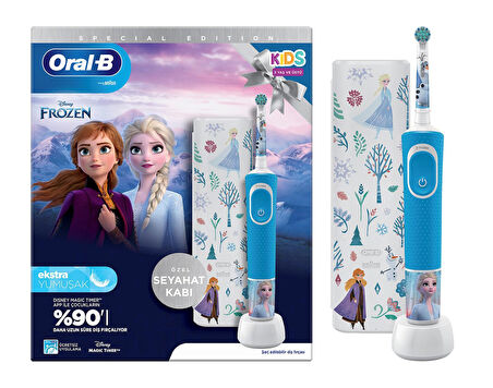 Oral-B D100 Vitality Frozen Özel Seri Çocuklar İçin Ekstra Yumuşak Şarj Edilebilir Diş Fırçası ve Se