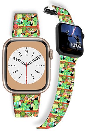 Apple Watch Kordon 42mm 44mm 45mm 49mm Uyumlu Tukan Kuşu Apple Watch Silikon Saat Kayışı