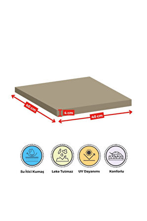 4'lı Sandalye Minderi Su İtici Kumaş 40x40 cm Sünger Sandalye Minderi Bağcıklı