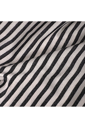 Siyah Çizgili Keten Kumaş- Yıkanmış Keten Kumaş 100x230cm