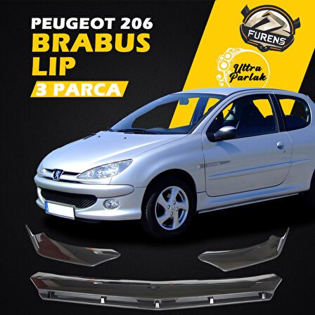 Peugeot 206 1998-2012 Uyumlu Brabus Ön Lip 3 Parça Kanatlı Lip