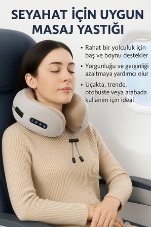 Taşınabilir Kablosuz Boyun Masaj Yastığı | Isıtmalı & Titreşimli