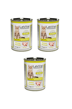 LaVital Kitten Tahılsız Tavuklu Yavru Kedi Konservesi 400 Gr. X 3 Adet