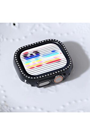 Apple Watch Ultra 49mm Kılıf Kasa Koruyucu Taşlı 360 Tam Koruma Kapak Gard