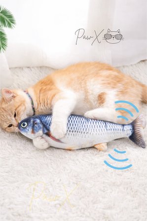 Hareketli Dans Eden Balık Catnipli Şarjlı Peluş Kedi Oyuncağı Büyük Boy 30 Cm