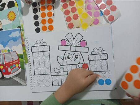 6’lı Mini Dot Marker Kalemi + Dot Marker Boya Kitabi*4 + Nokta Etiket Hediyeli Set