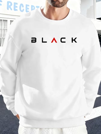 Siyah Harfli Yaratıcı Baskı Erkek Temel Giyim Bol Sweatshirt Spor Sokak Stili Kazak Rahat Yum