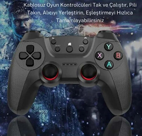 Hk Tech Joystick Gamepad Çiftli Tv ve Pc Uyumlu Oyun Konsolu 2.4ghz Yeşil